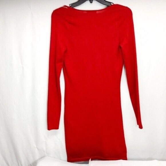 * Say what large red v neck long sleeve studded dress womens - Picture 7 of 9